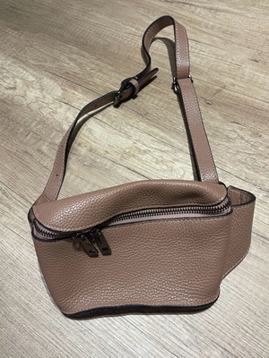Belt bag όλο δέρμα χρώμα old rose/μπέζ καινούργιο