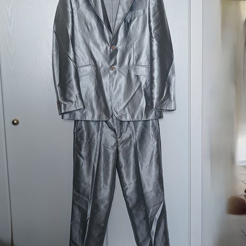 Italian groom suit silver S new