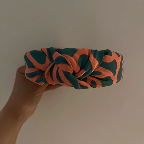 Handmade hairband new, green and orange