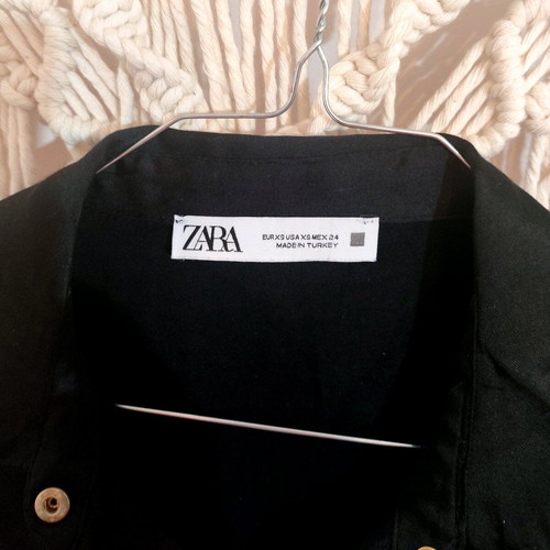 Zara black satin shirt like new with gold buttons