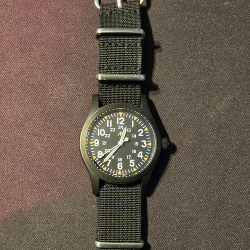 Militado 38mm Sapphire Crystal Field Military Watch ML05 like new with second NATO strap