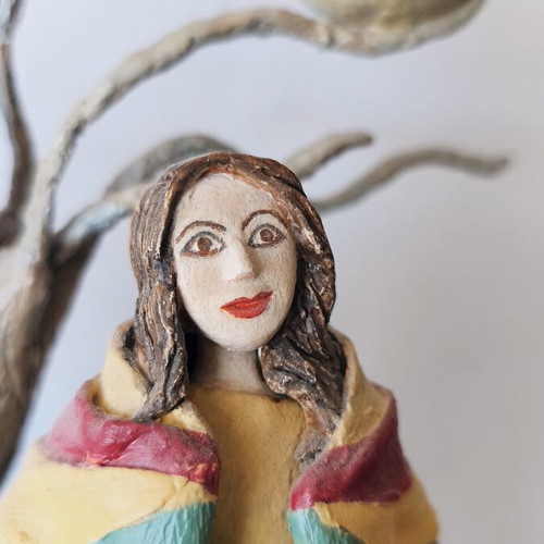 Handmade sculpture couple on globe by Nasia Soul