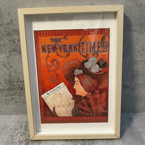New York Times framed poster like new, Art Nouveau style 22x32cm