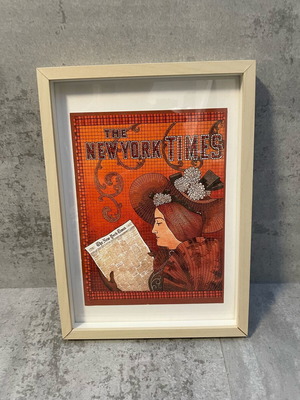 New York Times framed poster like new, Art Nouveau style 22x32cm