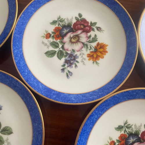 Scherzer Bavaria porcelain plate set cobalt blue floral mint condition