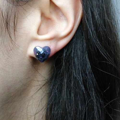 Purple Resin Earrings with Small Stones new