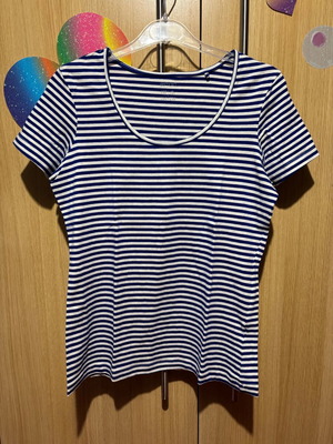 Esmara t-shirt like new, white and blue, size M