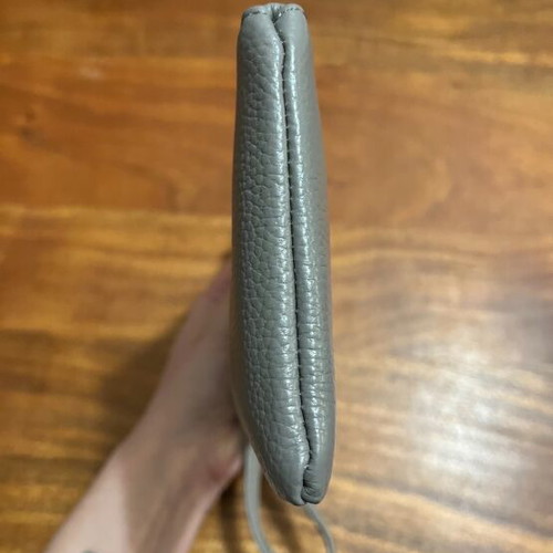 Gray leather pouch new