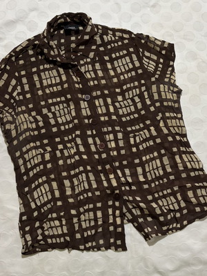 Zara vintage short-sleeve shirt beige and brown, like new, size M