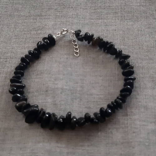 Jolie bracelet with natural Onix stones and 925 silver, black, new