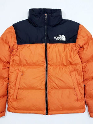The North Face Nuptse 1996 Down Puffer jacket, men's XS-S, black and orange