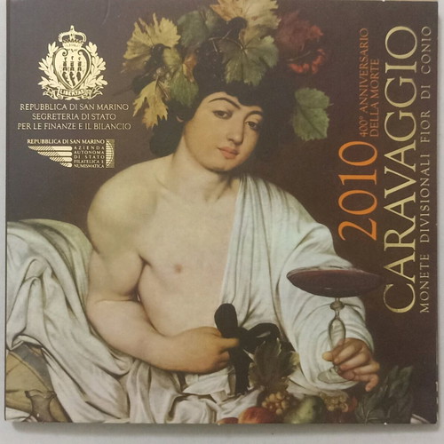 San Marino 2010 coin set and silver Caravaggio commemorative in blister new