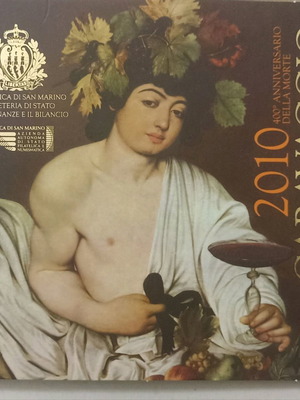 San Marino 2010 coin set and silver Caravaggio commemorative in blister new