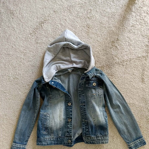 Hashtag denim jacket with detachable hood new, blue