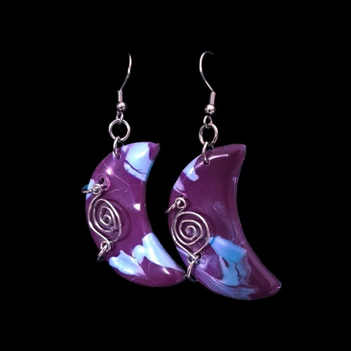 Moon Phase Earrings new, blue and purple
