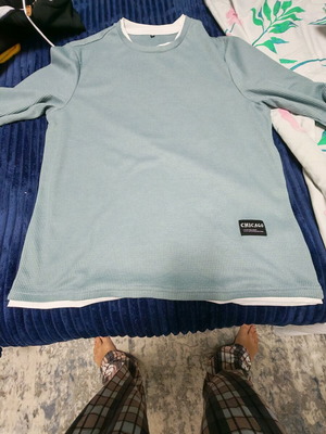 Ανδρική μπλούζα Chicago waffle knit XL σαν καινούργιο, σιέλ