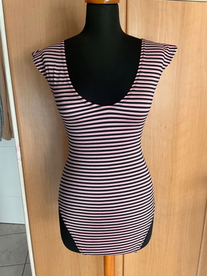 Maya striped bodysuit used, pink-black, size S/M