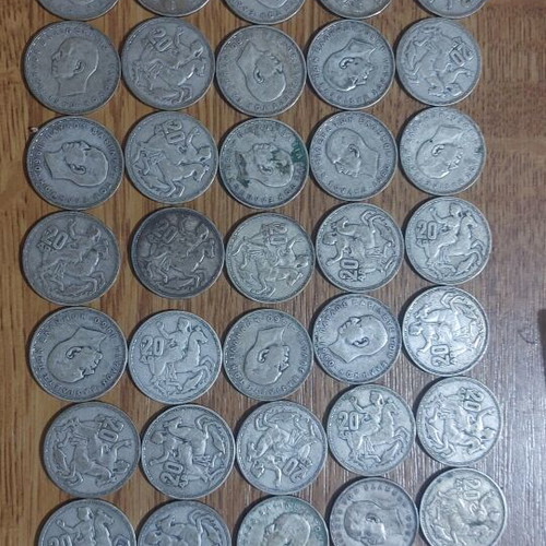 Silver 20 Drachma coins, 45 pieces