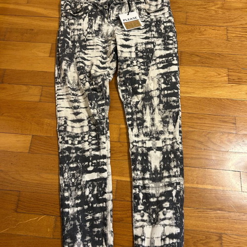 Please pants with tie-dye pattern in black and white, new, no small style boyfriend