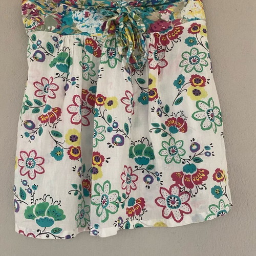 Mini skirt cotton vintage white with multicolor details, like new