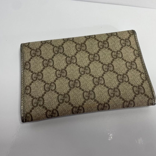 Gucci canvas wallet used, beige, 4 card slots, coin compartment
