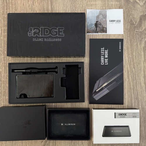Ridge Wallet Black Damascus used, card holder with durable steel
