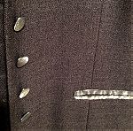  Σακάκι μακρύ γκρι με ασημένιο σατέν γιακά, τσέπες & κουμπιά