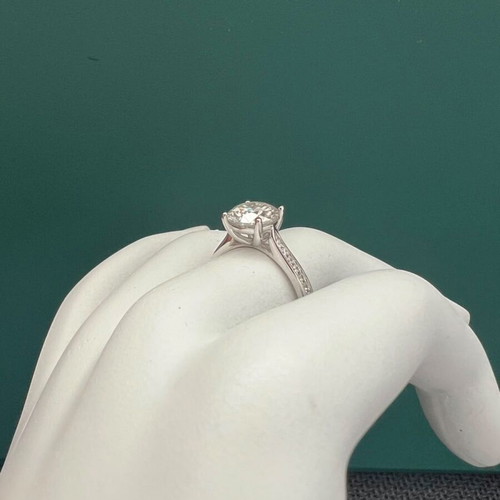 2CT Round Cut Solitaire Moissanite Ring, 925 Sterling Silver, GRA Certified