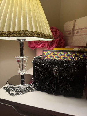 Kurt Geiger bag with 3D bow and rhinestones new, black