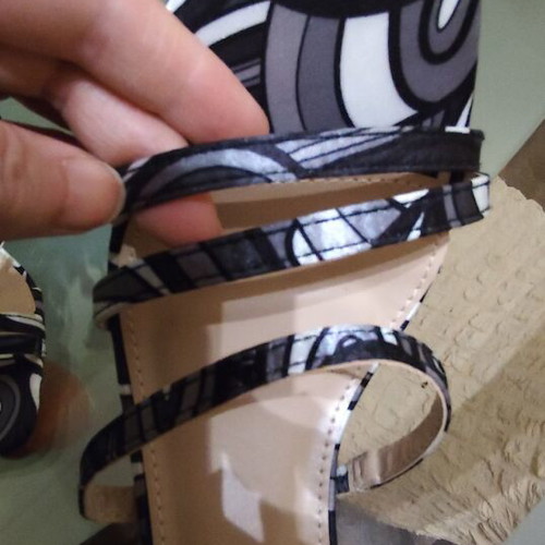 Colorful fabric sandals size 39, new, two-tone gray and black