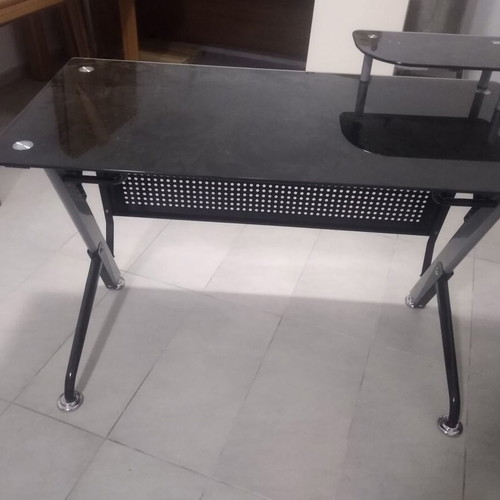Glass desk used 60x120 cm, metal and glass