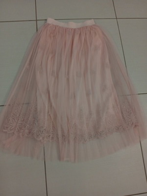 Mini Raxevsky tulle skirt like new, pink, embroidered details