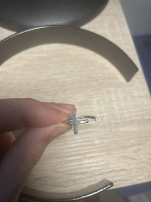 Silver ring with cross adjustable size, like new