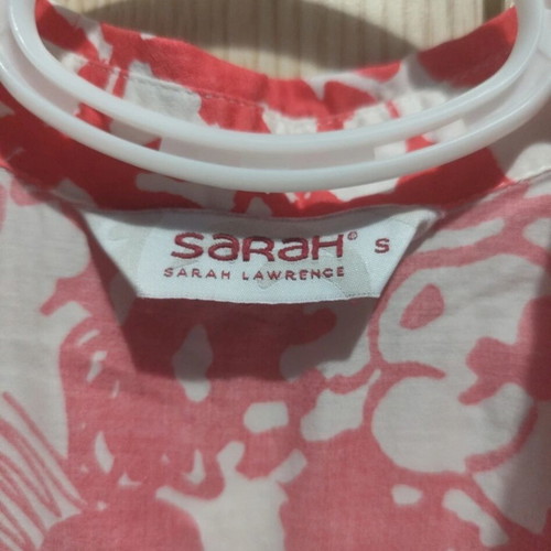 Sarah Lawrence women's short sleeve blouse used, white and red, size S