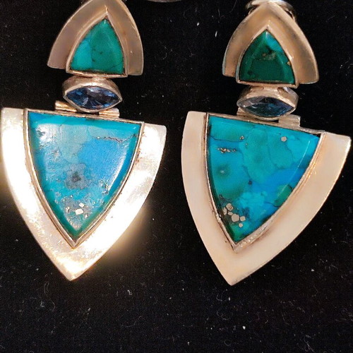 Silver 925 ring and earrings set with turquoise like new
