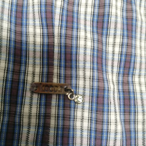 Kocca plaid bodysuit shirt Small new, blue and white