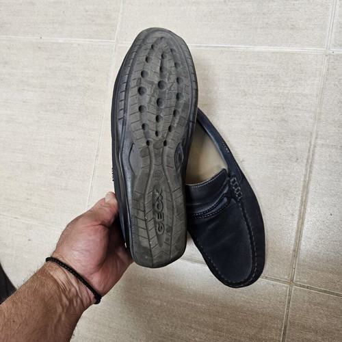 Geox men's suede loafers used, grey, size 43, leather insole