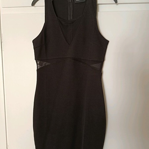 Only One black mini dress with transparent details like new, size M