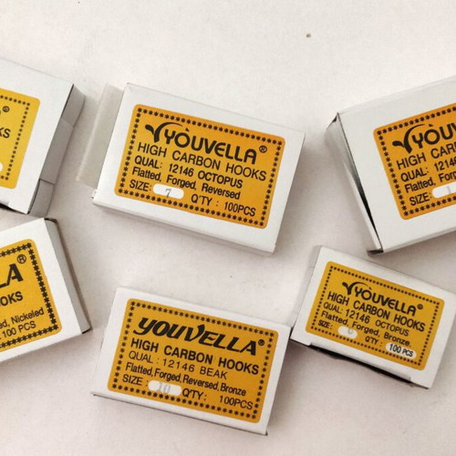 Youvella Carbon Hooks fishing hooks new, 6 sets of 100 pieces