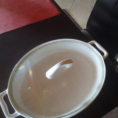 Porcelain Roasting Pan with Transparent Lid new, German white