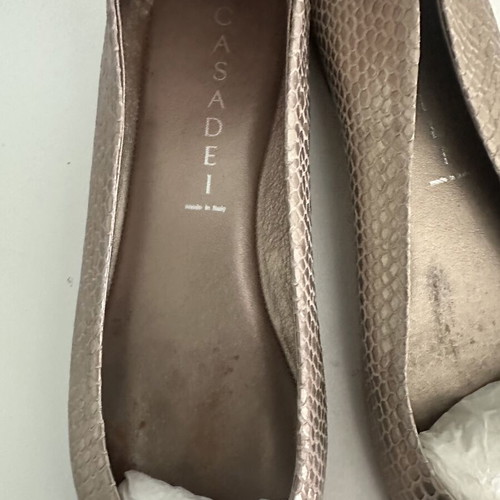 Casadei Metallic Python-Effect Ballet Flats like new, rose gold