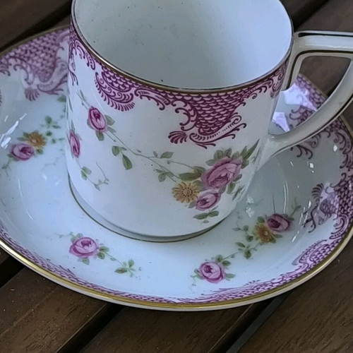 Rosenthal coffee cup like new, porcelain with pink ornament