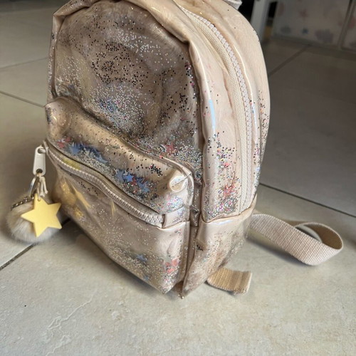 Zara backpack beige-gold with glitter used 24x20