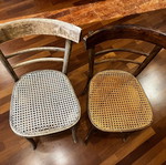 Two vintage cafe chairs used, one perfect condition, one needs repair