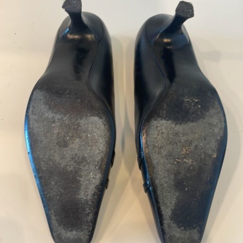 Leather pumps used, size 38, black, 5cm heel