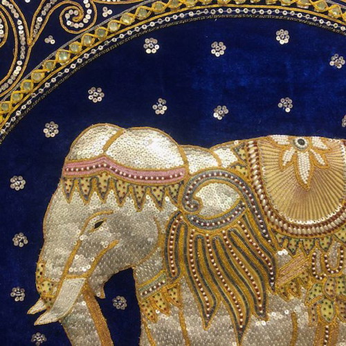 Hand-Embroidered Burma with Gold Thread from Thailand 85x135