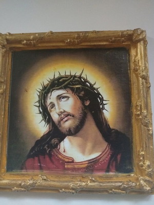 Jesus Christ image new, handmade with clay 15x15 cm