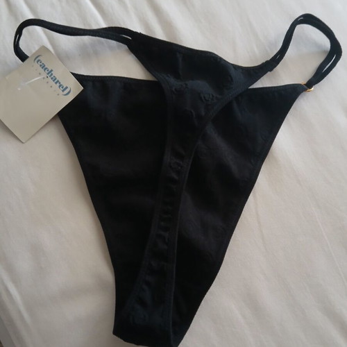 Cacharel black underwear new, embossed logo, size small medium