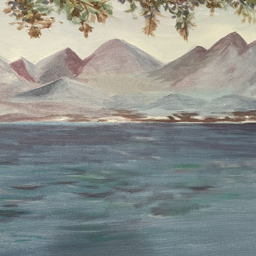Painting inspired by Claude Monet, like new, framed with signature