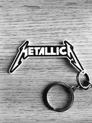 Metallica keychain, black and white, heavy metal design